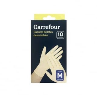 10 Guantes Desechables De Látex Carrefour M - Blanco