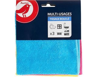 PANO AUCHAN MICROFIBRAS MULTIUSOS TRICOLOR 3UN