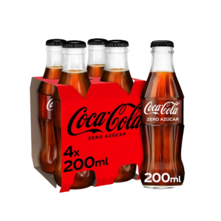 Coca-Cola Zero Azúcar Botellas de vidrio 4x200ml