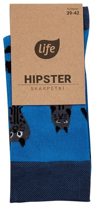 Life Skarpetki Hipster wzór Koty niebieskie rozm.39-42 1 para