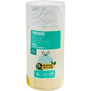 Bolsa De Basura Baño 5L Eroski, Paquete 40 Uds. (25564402)
