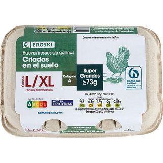 Huevo Fresco Suelo L/Xl  Eroski, Cartón 6 Uds. (25675224)