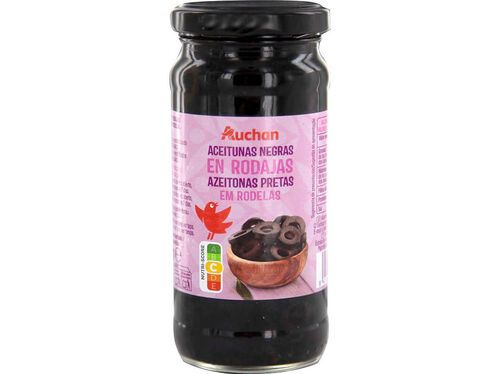 AZEITONAS PRETAS AUCHAN RODELAS EM FRASCO 230(105)G