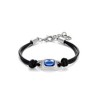 Pulsera De Cuero Bañada En Plata De Ley Plata M