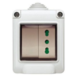 CONTENITORE PLANA CON DEVIATORE E PRESA 10/16A IP55 GRIGIO