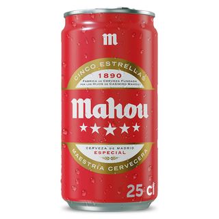 Cerveza Mahou 5 Estrellas Lata 25 Cl