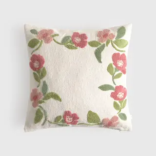 Funda De Cojin Algodón Con Marco Floral Lalarondo Rosa 45x45 cm