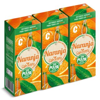 Zumo De Naranja Sin Pulpa Dia Saborfera Pack 3 X 200 Ml