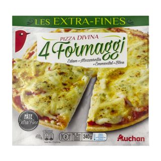 Pizza A Los 4 Quesos de Masa Extra Fina Alcampo 340 G.