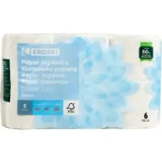 Papel Higiénico Suave Doble Rollo Eroski, Paquete 6 Rollos (5746169)