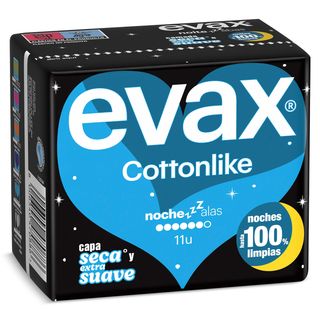 Compresas Noche Con Alas Evax Bolsa 11 Unidades