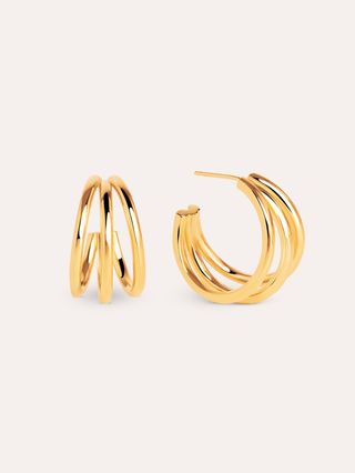 Pendientes Aro Triple Baño Oro