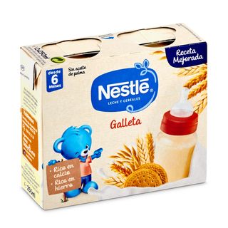Papilla Líquida Leche Y Cereales Galleta Nestlé Caja 2 X 250 Ml