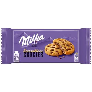 Milka Sensations Cookies Ciastka z kawałkami czekolady i nadzieniem z czekoladą mleczną 156 g