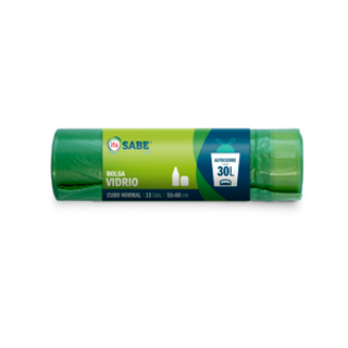 SABE Bolsa Basura C/Autocierre Verde Rollo 15U 30L Sabe