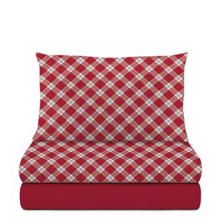 Completo letto singolo in cotone Scozzese - rosso