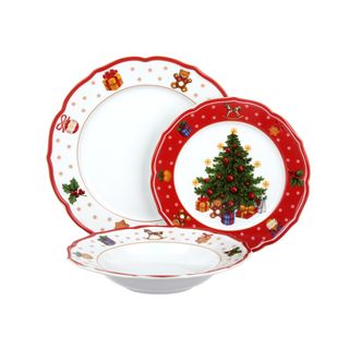 Set posto tavola 3 piatti Natale - Albero rosso