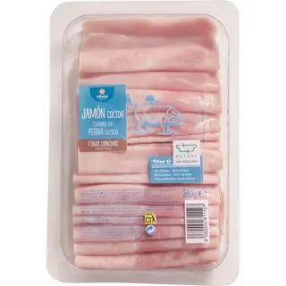 Jamon Cocido Finas Lonchas, Paquete 260 G