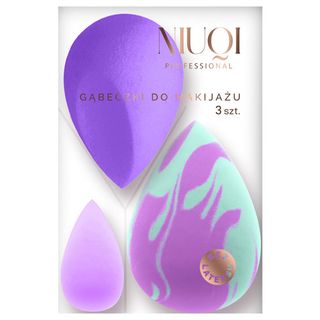 Niuqi Zestaw gąbeczek do makijażu, fioletowe, 3 szt.