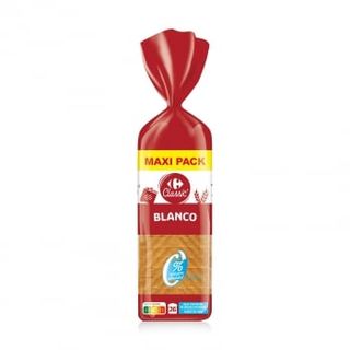 Pan De Molde Blanco Con Corteza Carrefour Classic Sin Azúcares Añadidos 820 G.