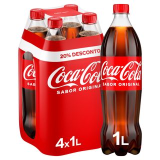 Refrigerante com Gás Cola Coca-Cola (emb. 4 x 1 lt)