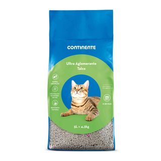Areia Ultra Aglomerante Bentonite Natural Talco Continente (emb. 5 lt/4,3 kg)