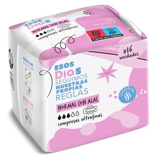 Compresas Ultrafinas Normal Con Alas Esos Dias Bolsa 16 Unidades