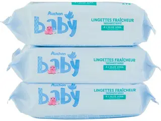 TOALHITAS AUCHAN BABY REFRESCANTES C/ALOE VERA 3X72UN