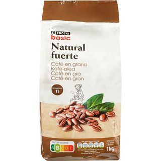 Café Grano Natural Fuerte Eroski Basic, Paquete 1 Kg