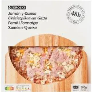 Pizza Triple Fermentación De Jamón Y Queso Eroski, Caja 360 G (26369447)