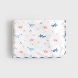 Plaid Polar Estampado Animales Marinos Sealu Blanco 70x100 cm