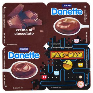 DANETTE Pac-Man, budino gusto cioccolato, fresco dessert, Senza Conservanti, Senza Glutine, 4x125g - 8001630008703