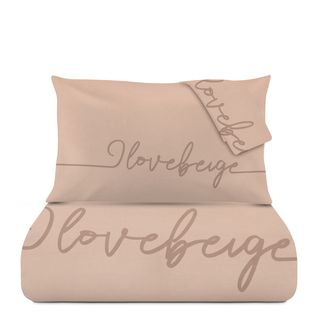 Parure copripiumino matrimoniale I love - beige Quotes