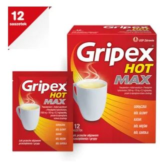 Gripex Hot Max 1000 mg +100 mg + 12,2 mg/sasz. 12 saszetek