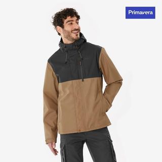 Chaqueta impermeable de montaña y trekking con capucha Hombre Quechua NH500.L Gris