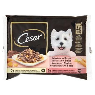 Cesar Cibo Umido Cane In Buste Selezione In Salsa 4 X 100 G - 494485