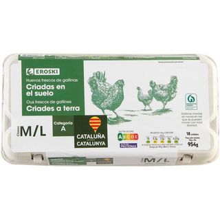 Huevo Fresco Suelo M/L Eroski Cataluña, 18 Uds. (22572820)
