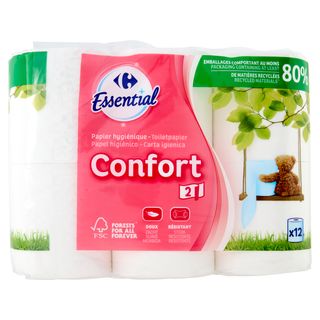 Carrefour Comfort Morbida Carta igienica 2 Veli 160 strappi 12 pz