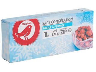 SACOS AUCHAN DE CONGELAÇÃO COM ZIP PEQUENO 1L 25UN