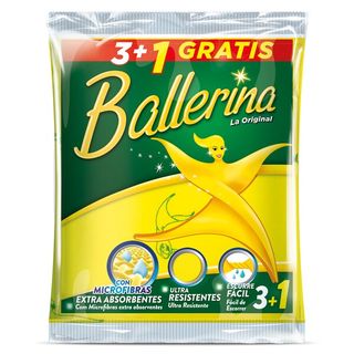 Bayeta Amarilla Súper Absorbente Extra Suave Ballerina 3Uds.