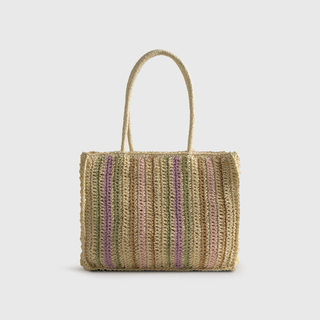 Bolso de playa efecto rafia Rasqi color rosa talla 45x35 cm