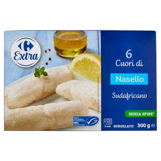 Carrefour Extra 6 Cuori di Nasello Sudafricano Senza Spine* Surgelato 300 g