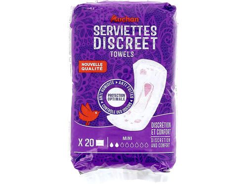 PENSOS INCONTINÊNCIA AUCHAN DISCREET MINI C/BOLSA 20UN