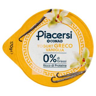 PIACERSI CONAD Yogurt Greco Vaniglia 0% di Grassi 170 g - 8003170100220