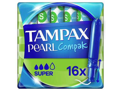 Tampões Pearl Compak Super com Aplicador Tampax 16 un