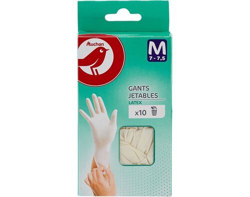 LUVAS LATEX AUCHAN:TAMANHO MÉDIO 10UN