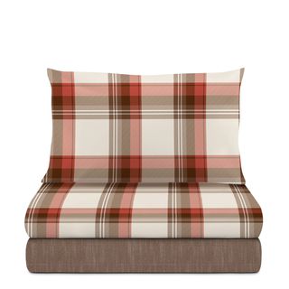 Completo letto singolo scozzese marrone cotone - Marvin