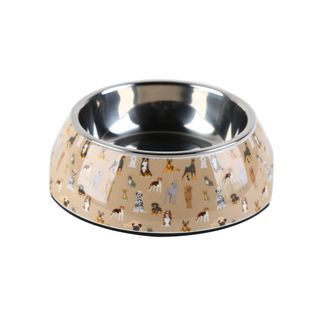 Leeby comedero acero inoxidable estampado marrón para perros