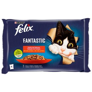 Comida Gato Gelat.Carne Felix 4X85 Gr