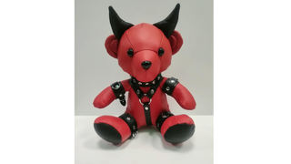 Teddy Devil Skórzany CZERWONY miś z CZARNYMI akcesoriami